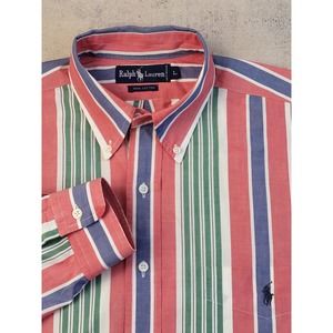 Ralph Lauren Vtg bright stripes shirt sz Large